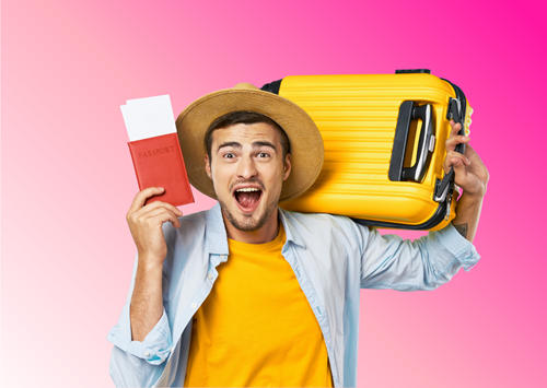 man with luggage and passport, future of cash