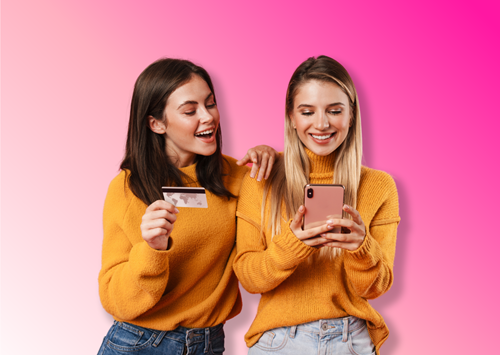 two women paying by card on phone, cash myths